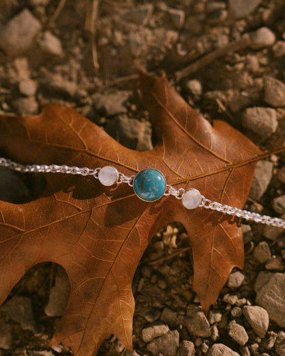 Turquoise + Rainbow Moonstone Bracelet