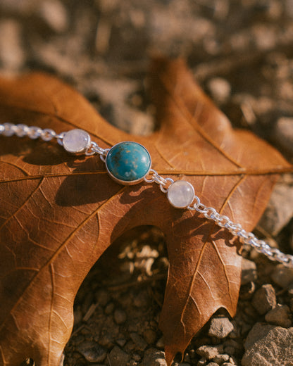 Turquoise + Rainbow Moonstone Bracelet