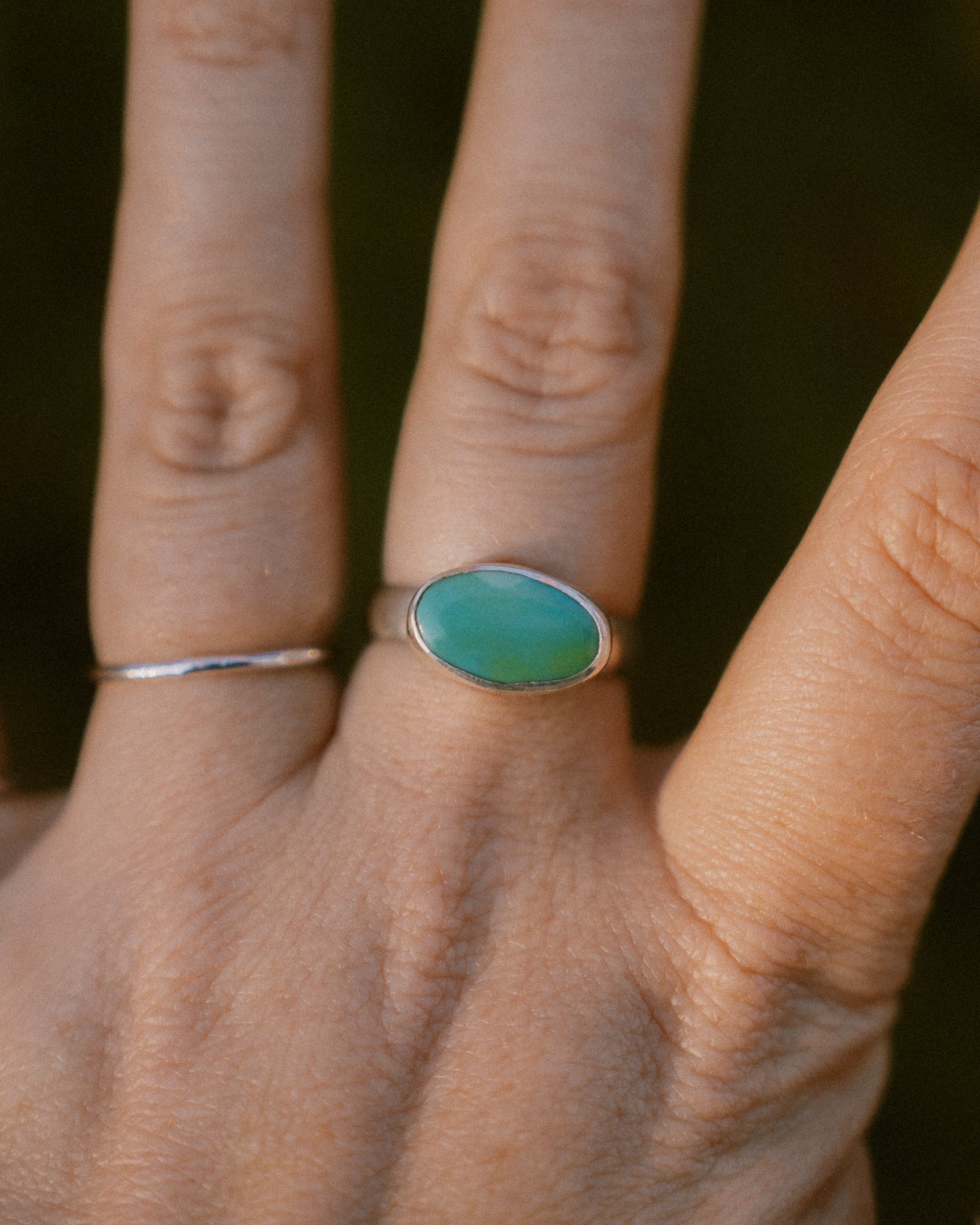 Chunky Kingman Turquoise Ring Size 7