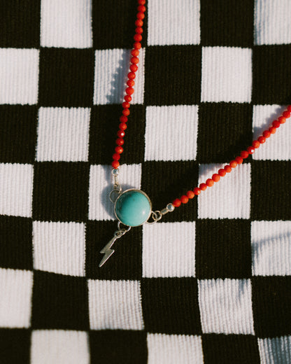 Red Coral + Turquoise Necklace