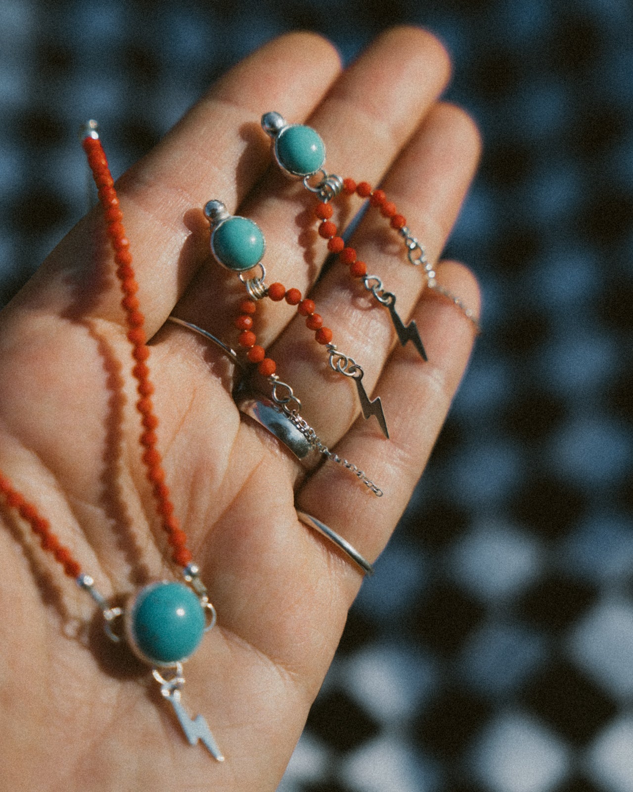 Red Coral + Turquoise Earrings