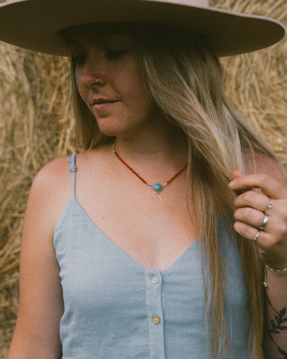 Red Coral + Turquoise Necklace