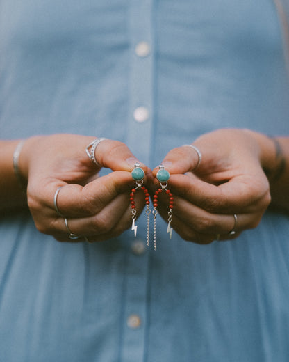 Red Coral + Turquoise Earrings