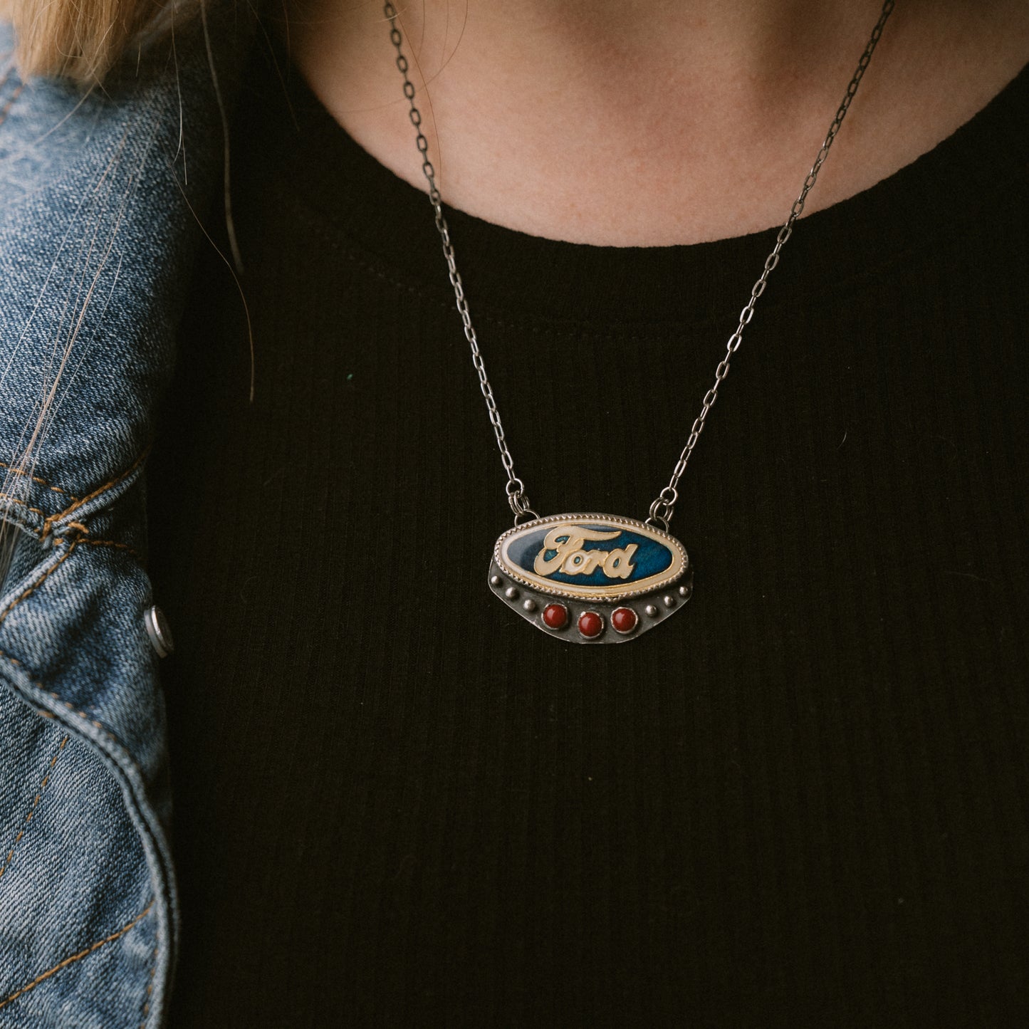 Ford Enamel Pin Necklace